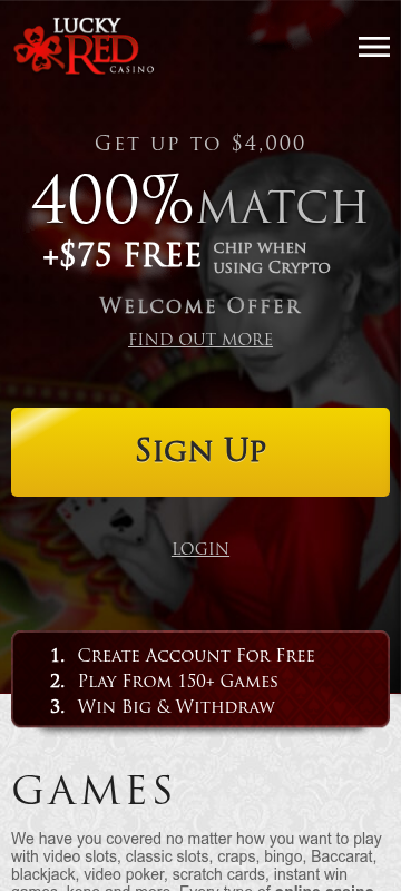 Lucky Red Casino mobile screenshot